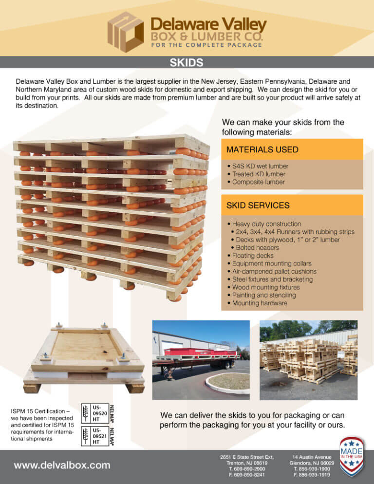 Custom Wood Skids Delaware Valley Box & Lumber Co